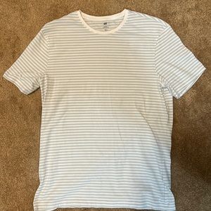 Men’s H&M light blue and white striped shirt, size slim fit large